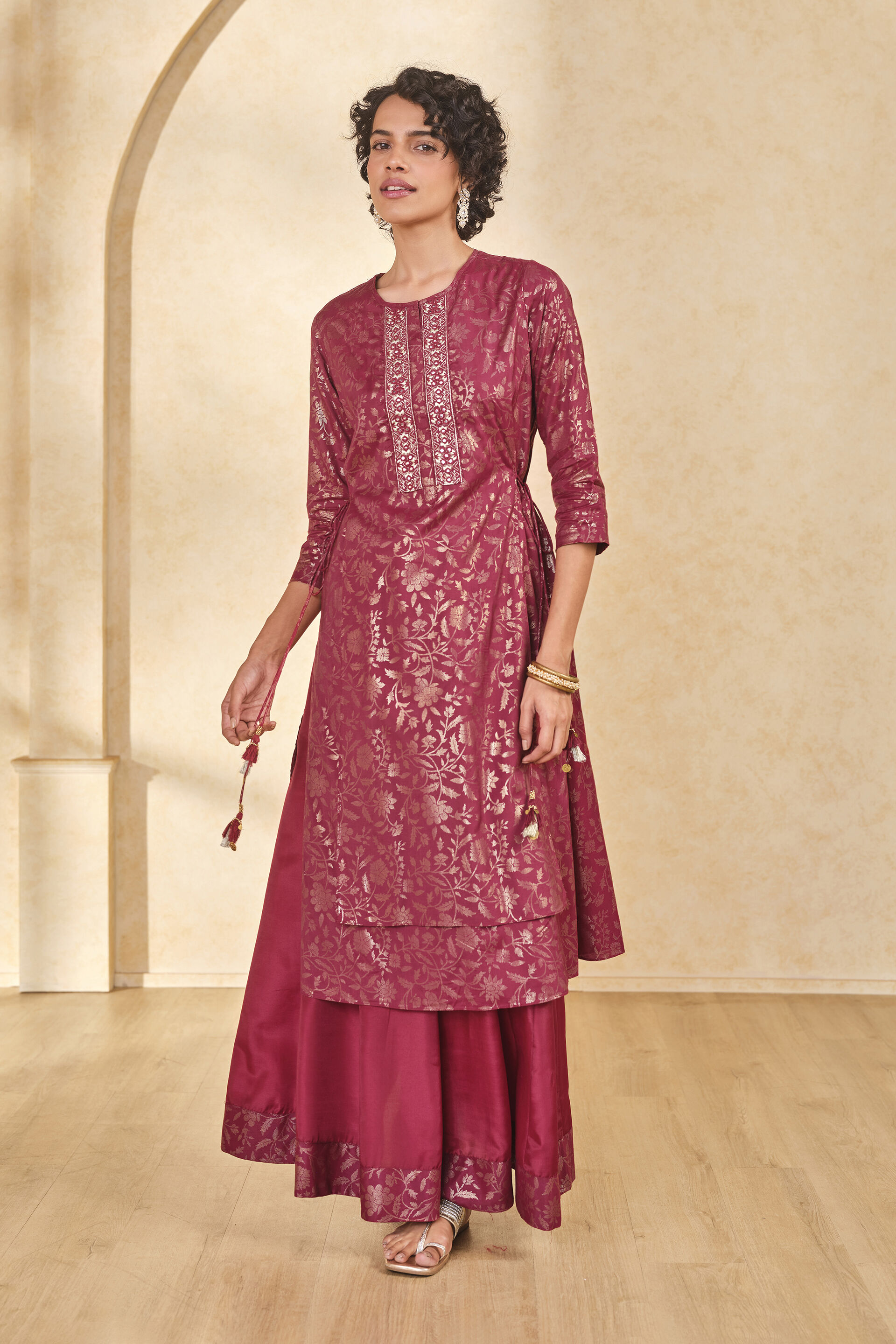 Maroon Kurta Set, Maroon, image 2